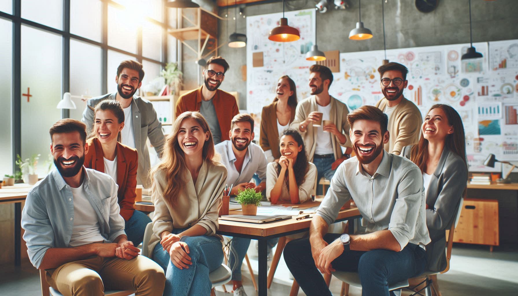 empleados alrededor de una mesa felices por su salario emocional